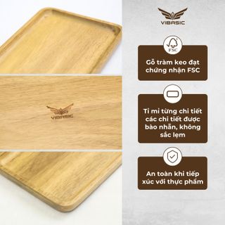 Khay đựng đồ hình chữ nhật Vibasic làm từ gỗ tràm, đa dạng kích thước, thích hợp decor trang trí tại nhà, quán cafe-nhà hàng