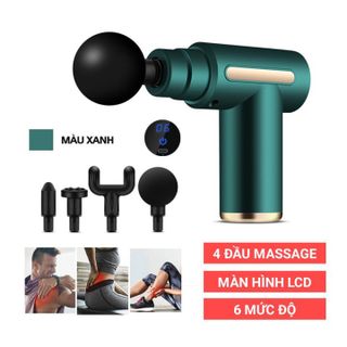 Súng massage 4 đầu Nút bấm Lõi Đồng (không LOGO - T20) Fascial Gun