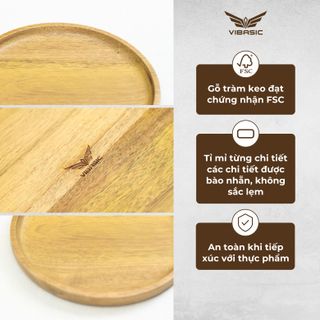 Khay đựng đồ hình tròn Vibasic làm từ gỗ tràm, đa dạng kích thước, thích hợp decor trang trí tại nhà, quán cafe-nhà hàng
