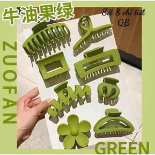 Set kẹp tóc xanh lá 8 chi tiết