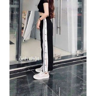 Quần Thun Nữ Ống Rộng Chạy Viền Xẻ Tà Nút Bấm siêu xinh