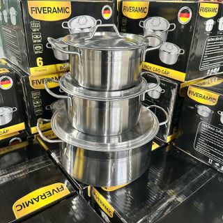 Bộ 3 Nồi Inox Cao Cấp size 16cm, 18cm, 24cm Phù Hợp Cho Tất Cả Các Loại Bếp, Combo Nồi Chất Liệu Cao Cấp Siêu Tiện Dụng