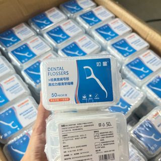 Tăm chỉ nha khoa Xanh Dương (To) Dental flossers( hộp 50 cái)