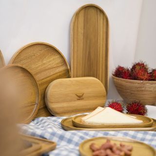 Khay đựng đồ hình oval Vibasic làm từ gỗ tràm, đa dạng kích thước, thích hợp decor trang trí tại nhà, quán cafe-nhà hàng