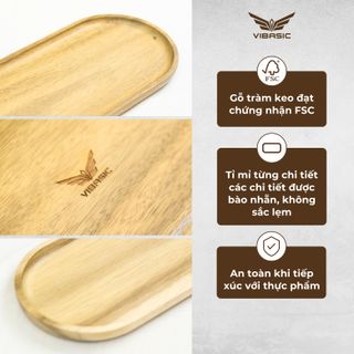 Khay đựng đồ hình oval Vibasic làm từ gỗ tràm, đa dạng kích thước, thích hợp decor trang trí tại nhà, quán cafe-nhà hàng