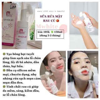 Sữa rửa mặt rau củ Mwhite