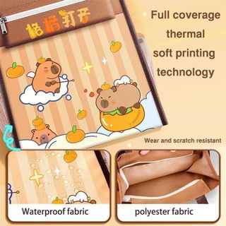 Túi Học Thêm CapyBara - Có Ngăn Bình Nước  Kích thước: 34cm*29cm*11cm  Màu sắc: nâu