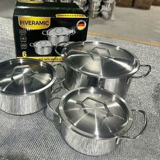 BỘ 3 NỒI FIVERAMIC INOX CÓ QUAI CAO CẤP