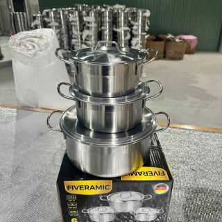 BỘ 3 NỒI FIVERAMIC INOX CÓ QUAI CAO CẤP