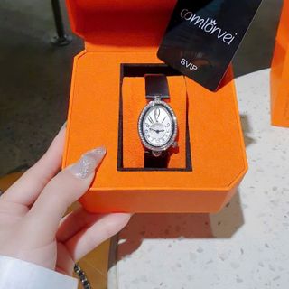 ĐỒNG HỒ NỮ CHÍNH HÃNG COMLORVEI DÂY DA VIỀN HỘT FULLBOX