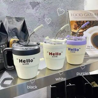 Ly caffe  Văn Phòng Có Nắp & Ống Hút – Thiết Kế Đơn Giản, Sang Trọng, ruột thuỷ tinh