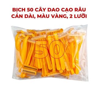 Túi 50 dao cạo cán ngắn vàng 2 lưỡi