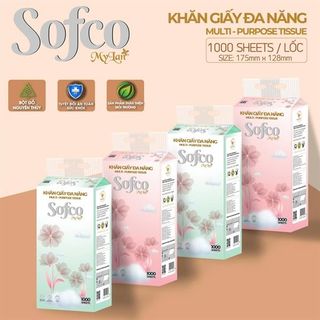 Giấy Rút Khô Mỹ Lan SofCo 4 lớp 1000 tờ (Thùng 10 Gói)