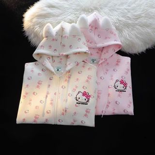 Áo Khoác nữ nỉ in 3D mèo kitty Nón Tai Mèo Dễ Thương