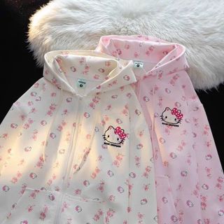 Áo Khoác nữ nỉ in 3D mèo kitty Nón Tai Mèo Dễ Thương