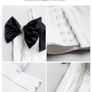 Áo bra Vest Nơ đính đá tua rua from chuẩn chất xỉn , đá Ý ( Hàng Gía Tận Xưởng )