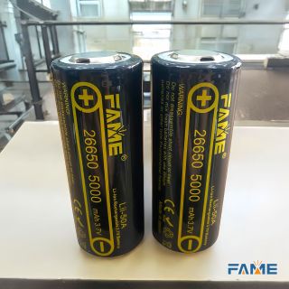 Pin sạc 26650 FAME 3.7-4.2V 5000mAh, Pin mới, cell pin 26650 dung lượng cao cho sạc dự phòng, đèn pin siêu sáng...