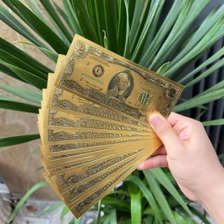 Sỉ Combo 100 Tờ Tiền 2 Đô, 2USD Mạ Vàng Plastic