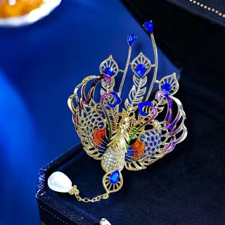 Ghim Trâm Cài Áo Phượng Hoàng Đính Hạt Trai Sang Trọng Phong Cách Trung Hoa Dành Cho Nam nữ (10.5cm)