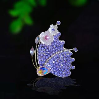Ghim Trâm Cài Áo Cánh Bướm Tím Đính Đá zircon Sang Trọng Phong Cách Mới Cho nữ (4cm)