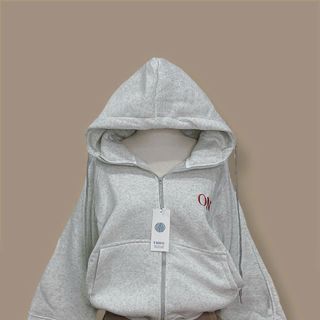 Áo khoác hoodie zip nỉ bông dây kéo form Boxy Thêu Logo ON Unisex Nam Nữ Bo chun , mũ rộng 2 lớp