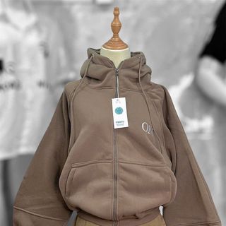 Áo khoác hoodie zip nỉ bông dây kéo form Boxy Thêu Logo ON Unisex Nam Nữ Bo chun , mũ rộng 2 lớp
