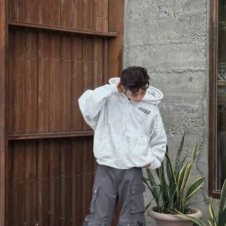 Áo Khoác Hoodie Zip In Nổi Chữ NEKK Cao Cấp Form Boxy Tay Phồng Chất Nỉ Bông Dày Dặn