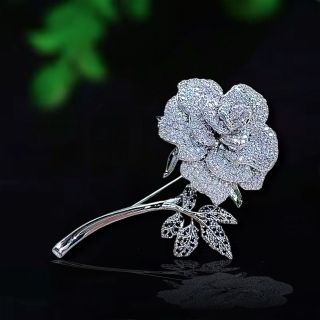 Ghim Trâm Cài Áo Hoa Hồng Đính Đá zircon Sang Trọng Phong Cách Mới Cho Nam nữ (6.5cm)