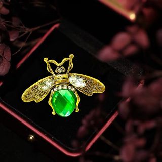 Trâm Cài Áo Nam Châm Hình Chú Ong Xanh lá Đính Đá zircon Thanh Lịch Phong Cách Mới Cho Nam nữ (4.3cm)