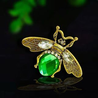 Trâm Cài Áo Nam Châm Hình Chú Ong Xanh lá Đính Đá zircon Thanh Lịch Phong Cách Mới Cho Nam nữ (4.3cm)
