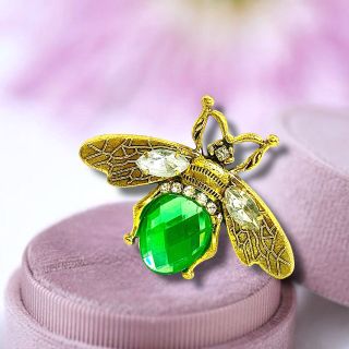 Trâm Cài Áo Nam Châm Hình Chú Ong Xanh lá Đính Đá zircon Thanh Lịch Phong Cách Mới Cho Nam nữ (4.3cm)