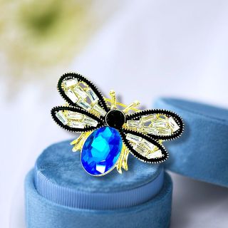 Ghim Trâm Cài Áo Hình Chú Ong Xanh Dương Đậm Đính Đá zircon Thanh Lịch Phong Cách Mới Cho Nam nữ (4cm)