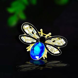 Ghim Trâm Cài Áo Hình Chú Ong Xanh Dương Đậm Đính Đá zircon Thanh Lịch Phong Cách Mới Cho Nam nữ (4cm)