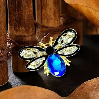 Ghim Trâm Cài Áo Hình Chú Ong Xanh Dương Đậm Đính Đá zircon Thanh Lịch Phong Cách Mới Cho Nam nữ (4cm)
