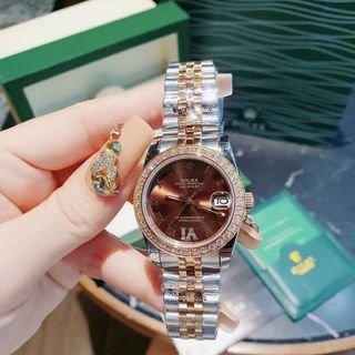 ĐỒNG HỒ NỮ CAO CẤP RÔLET DÂY THÉP MẶT MÀU VIỀN HỘT