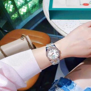 ĐỒNG HỒ NỮ CAO CẤP RÔLET DÂY THÉP MẶT MÀU VIỀN HỘT