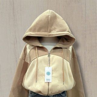 Áo khoác form lửng, dây kéo cao, nón to, phối 2 màu chất nỉ bông dày mịn freesize dưới 60kg