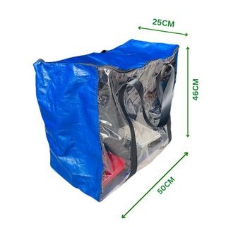 Túi Bạt Nắp Vuông Đựng Đồ, Chống Nước - Trắng Xám - Kích thước 50cm x 46cm x 25cm - Dây kéo màu đen hoặc màu trắng