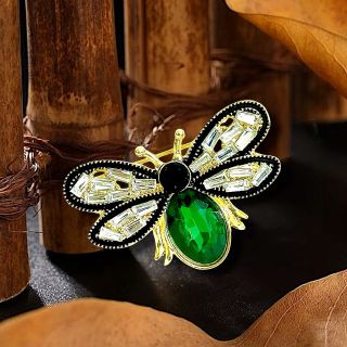 Ghim Trâm Cài Áo Hình Chú Ong Xanh Lá Đính Đá zircon Thanh Lịch Phong Cách Mới Cho Nam nữ (4cm)