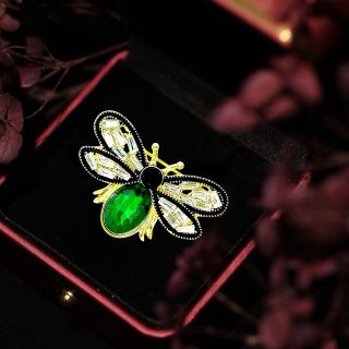 Ghim Trâm Cài Áo Hình Chú Ong Xanh Lá Đính Đá zircon Thanh Lịch Phong Cách Mới Cho Nam nữ (4cm)