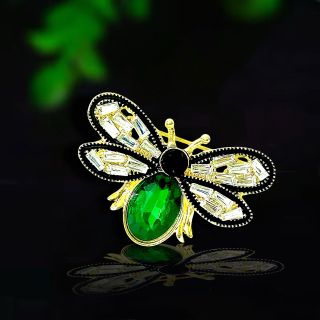 Ghim Trâm Cài Áo Hình Chú Ong Xanh Lá Đính Đá zircon Thanh Lịch Phong Cách Mới Cho Nam nữ (4cm)