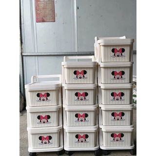 Kệ đồ 5 tầng có bánh xe - MICKEY ĐỎ