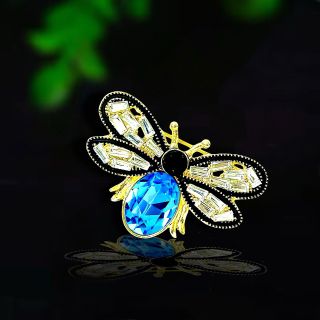 Ghim Trâm Cài Áo Hình Chú Ong Xanh Dương  Đính Đá zircon Thanh Lịch Phong Cách Mới Cho Nam nữ (4cm)