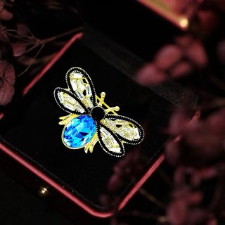 Ghim Trâm Cài Áo Hình Chú Ong Xanh Dương  Đính Đá zircon Thanh Lịch Phong Cách Mới Cho Nam nữ (4cm)