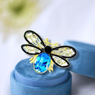 Ghim Trâm Cài Áo Hình Chú Ong Xanh Dương  Đính Đá zircon Thanh Lịch Phong Cách Mới Cho Nam nữ (4cm)