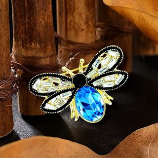 Ghim Trâm Cài Áo Hình Chú Ong Xanh Dương  Đính Đá zircon Thanh Lịch Phong Cách Mới Cho Nam nữ (4cm)