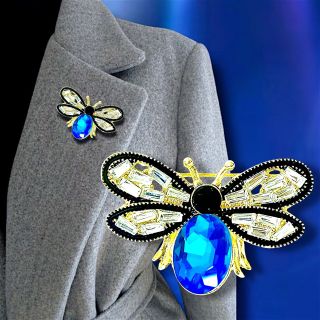 Ghim Trâm Cài Áo Hình Chú Ong Xanh Dương  Đính Đá zircon Thanh Lịch Phong Cách Mới Cho Nam nữ (4cm)
