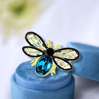Ghim Trâm Cài Áo Hình Chú Ong Xanh Coban  Đính Đá zircon Thanh Lịch Phong Cách Mới Cho Nam nữ (4cm)