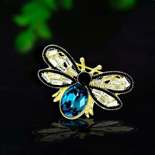 Ghim Trâm Cài Áo Hình Chú Ong Xanh Coban  Đính Đá zircon Thanh Lịch Phong Cách Mới Cho Nam nữ (4cm)