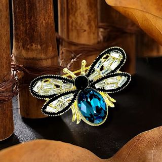 Ghim Trâm Cài Áo Hình Chú Ong Xanh Coban  Đính Đá zircon Thanh Lịch Phong Cách Mới Cho Nam nữ (4cm)